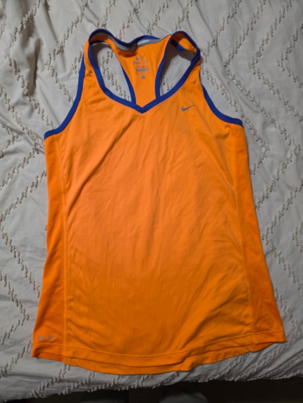 Nike Orange Racerback Tank with Blue Trim